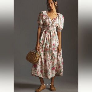 Anthropologie Somerset Puff Sleeve Maxi Dress